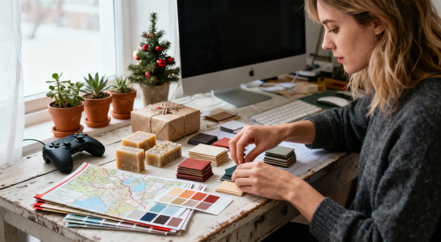 femme planifiant cadeaux de noel