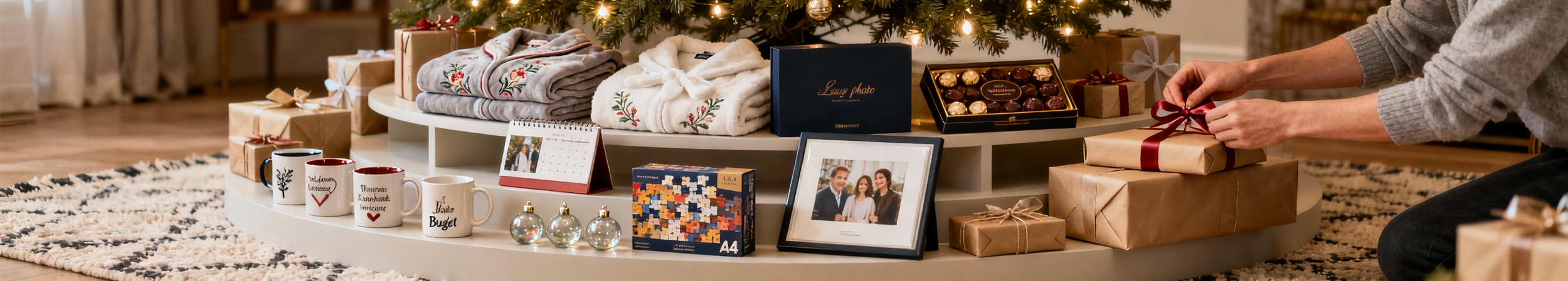 cadeaux personnalises sous sapin illumine