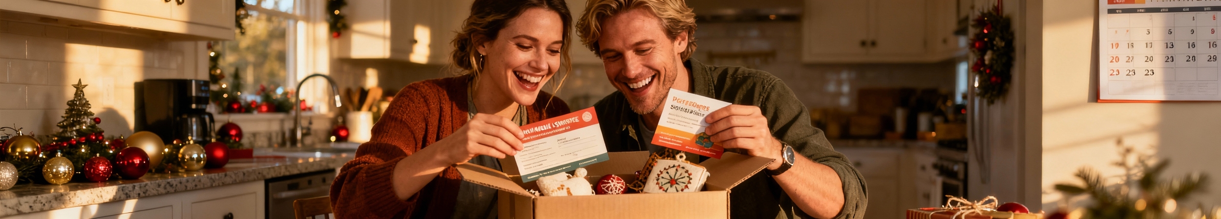 couple decouvrant des cadeaux ensemble