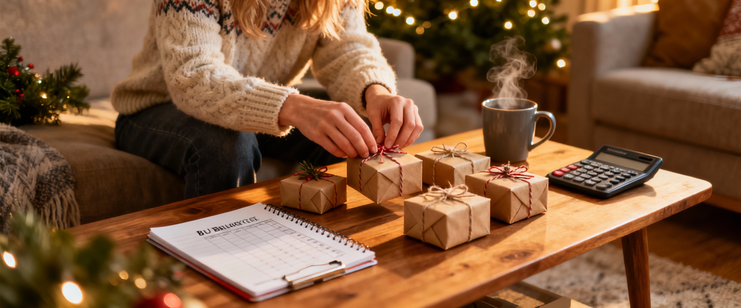 femme organise petits cadeaux budget noel