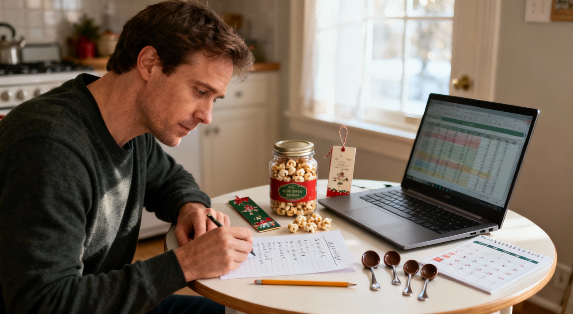 homme planifiant cadeaux de noel