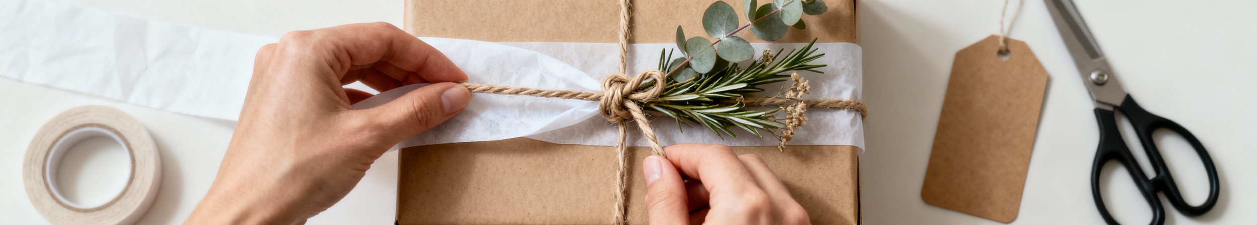 emballage kraft avec eucalyptus
