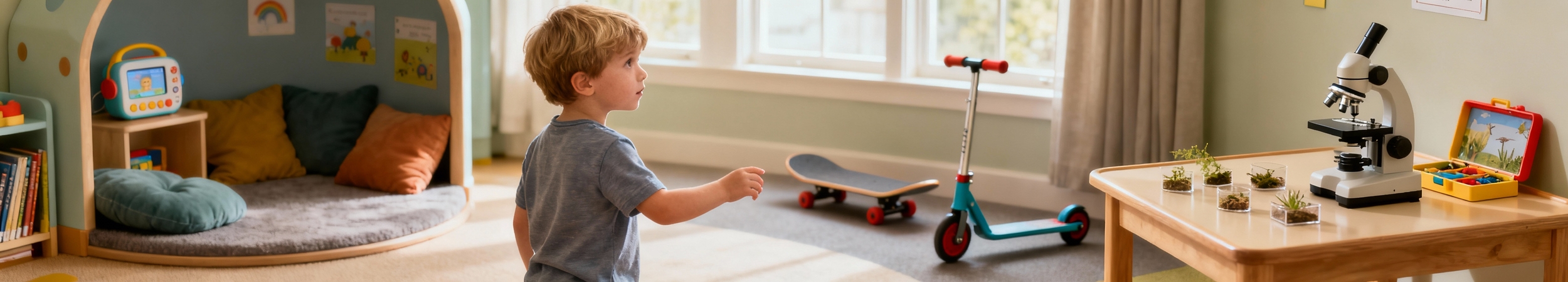 garcon de 5 ans choisissant parmi stations