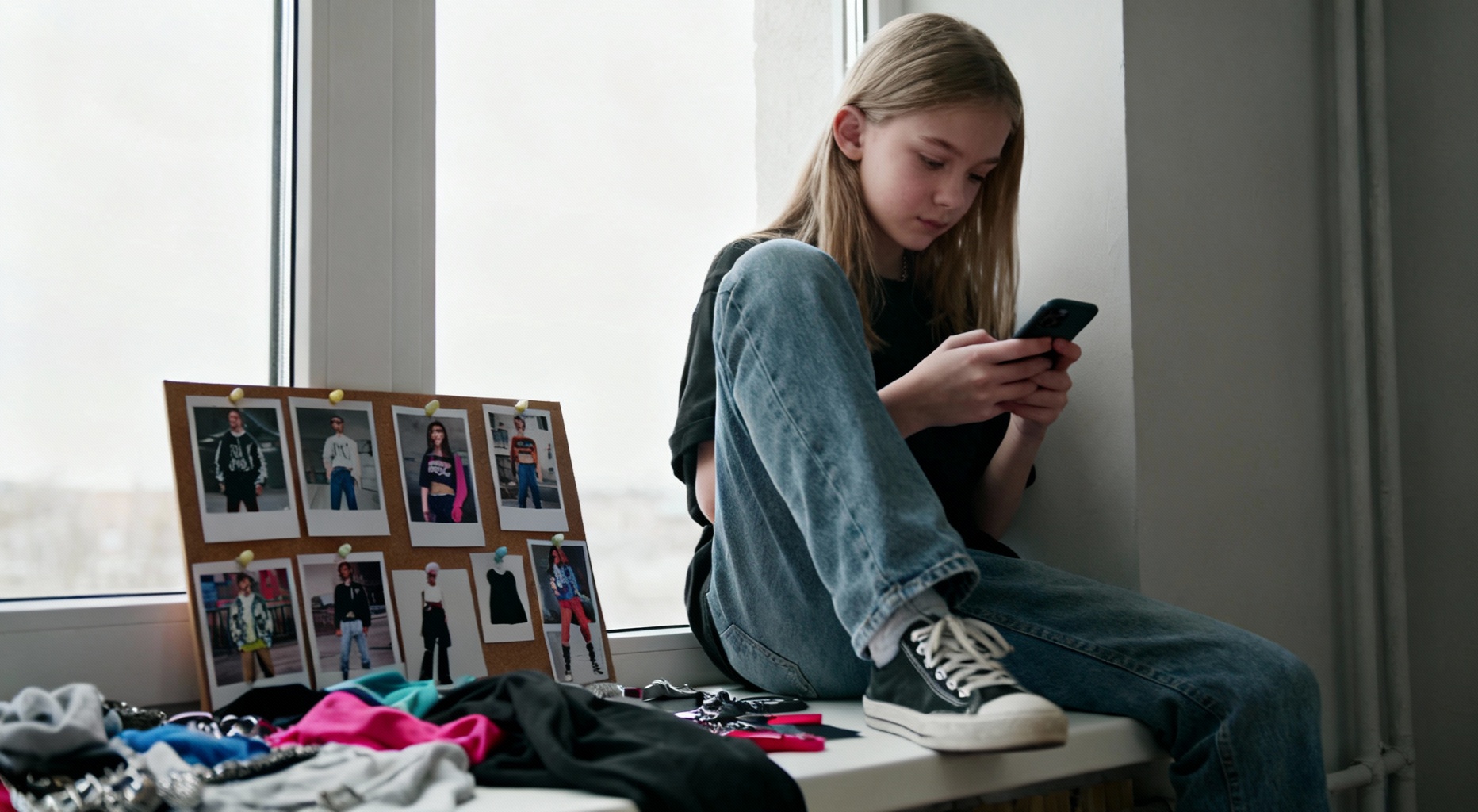 adolescente mode smartphone moodboard