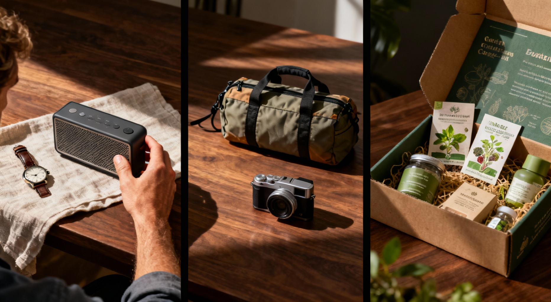 table triptyque cadeaux homme noel