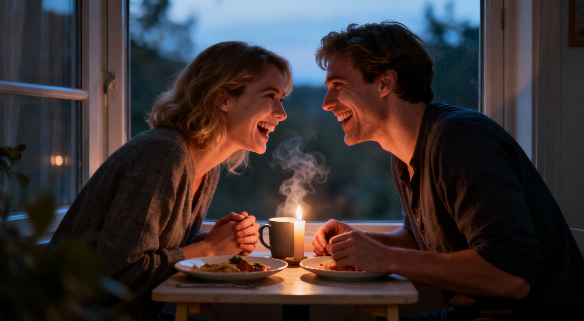 couple amoureux au diner bougie