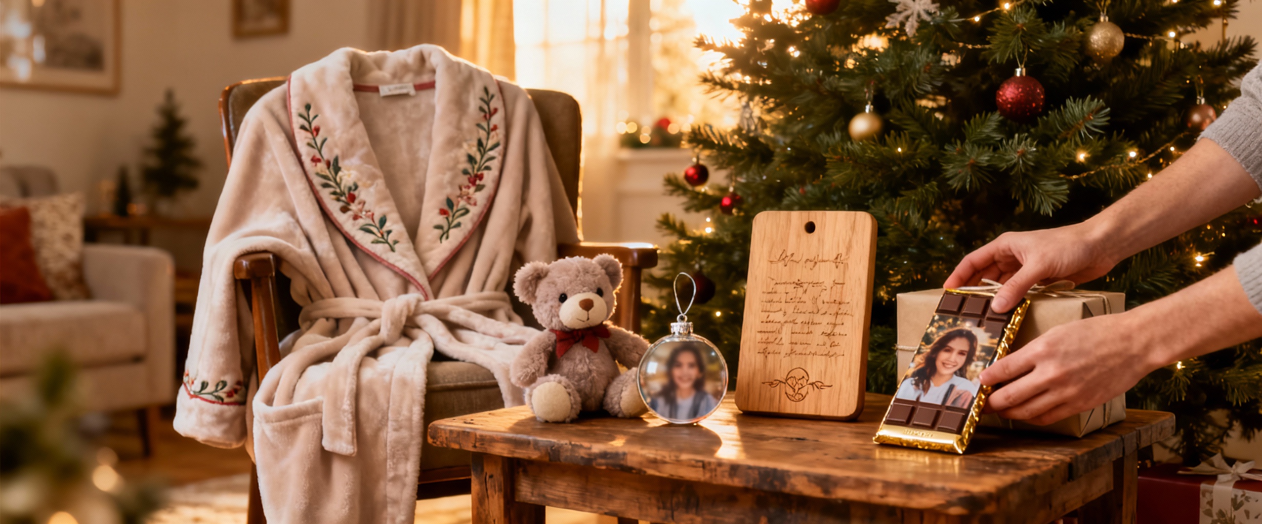 cadeaux personnalises sur table festive