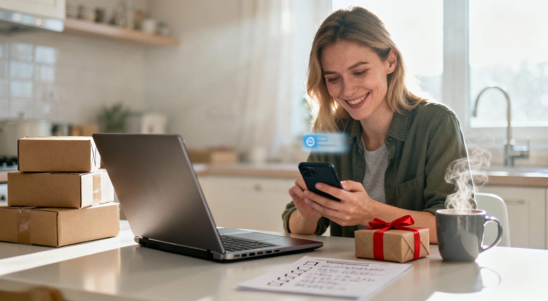 femme planifiant des cadeaux personnalises par prenom