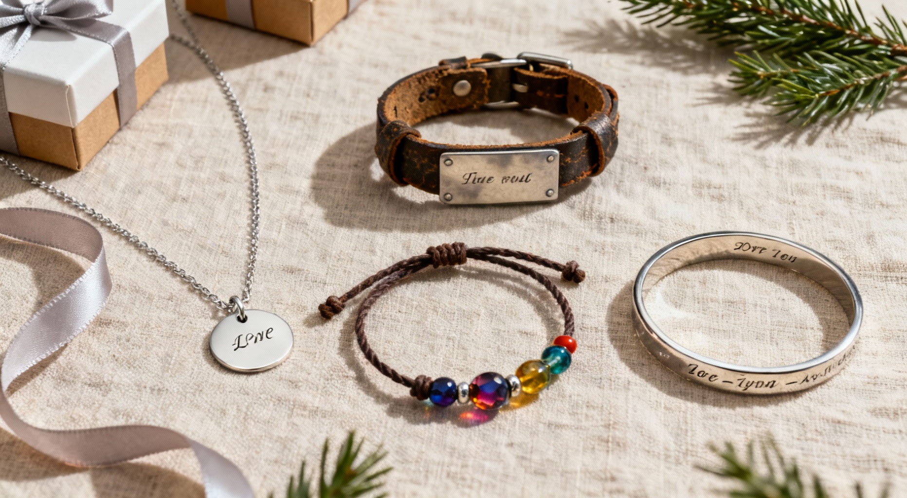 quatre bijoux personnalises de noel