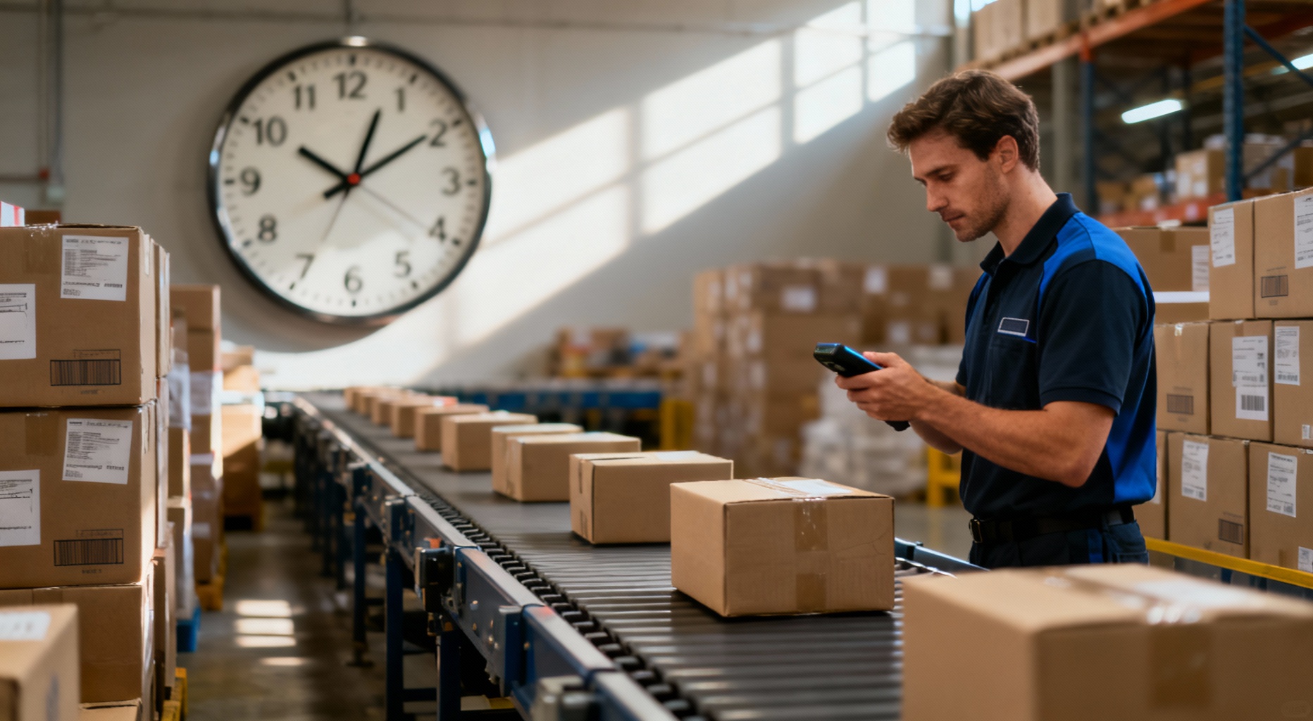 entrepot logistique horloge pressante
