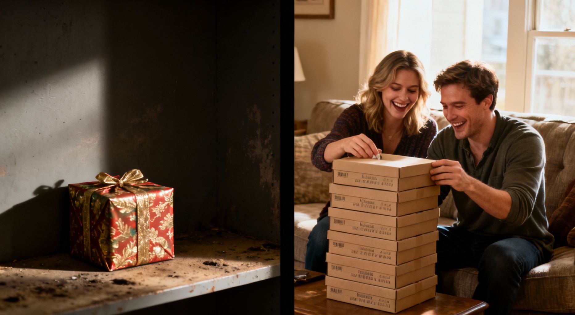 couple ouvrant des boxes mensuelles