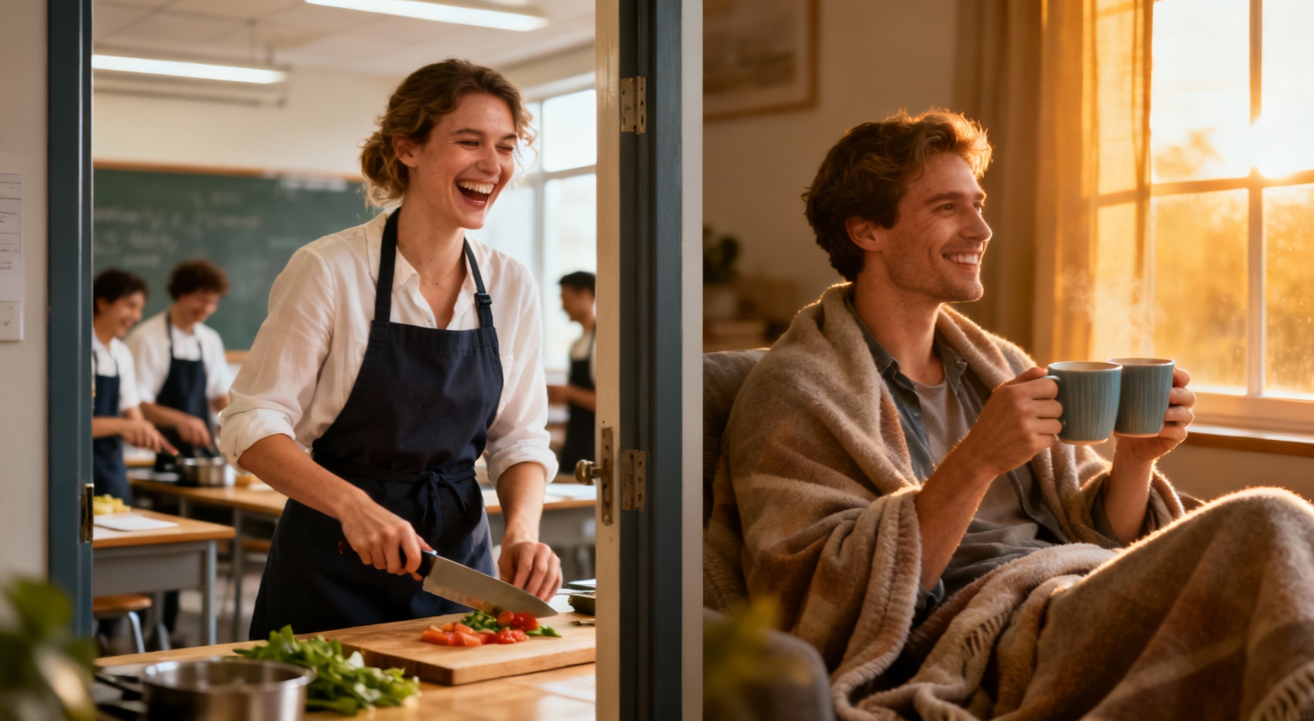 couple en cuisine et cocooning