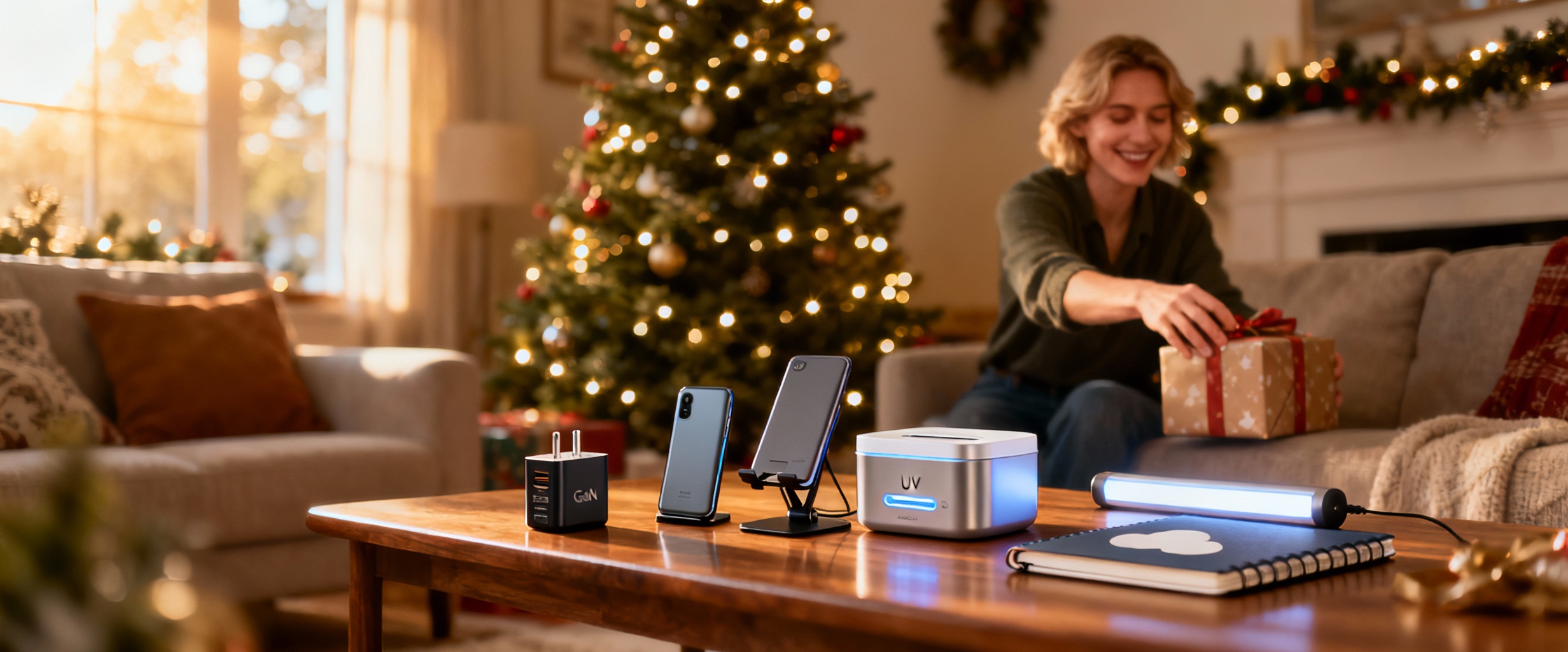 scene cosy de noel high tech