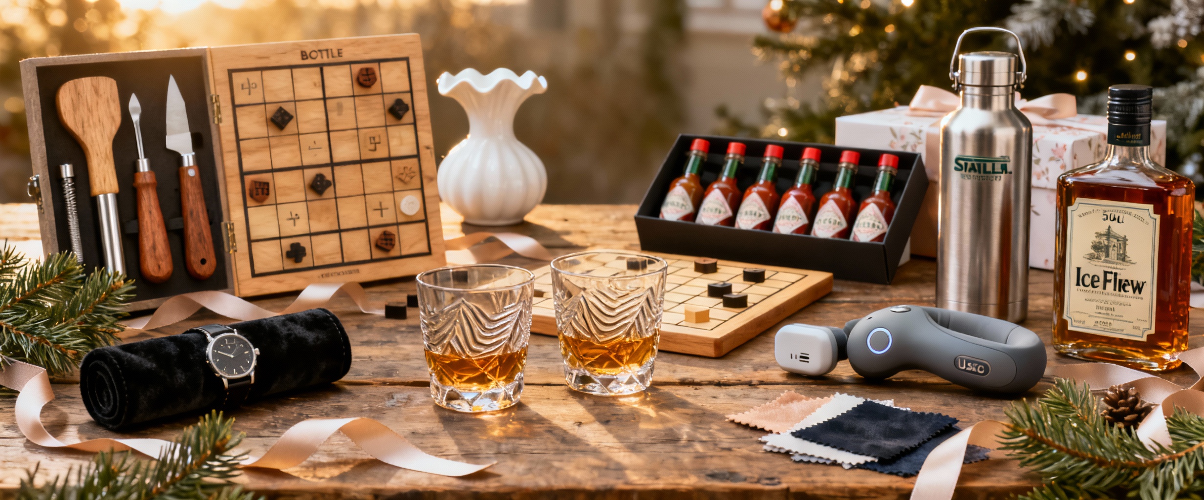 cadeau noel pour homme sur table bois