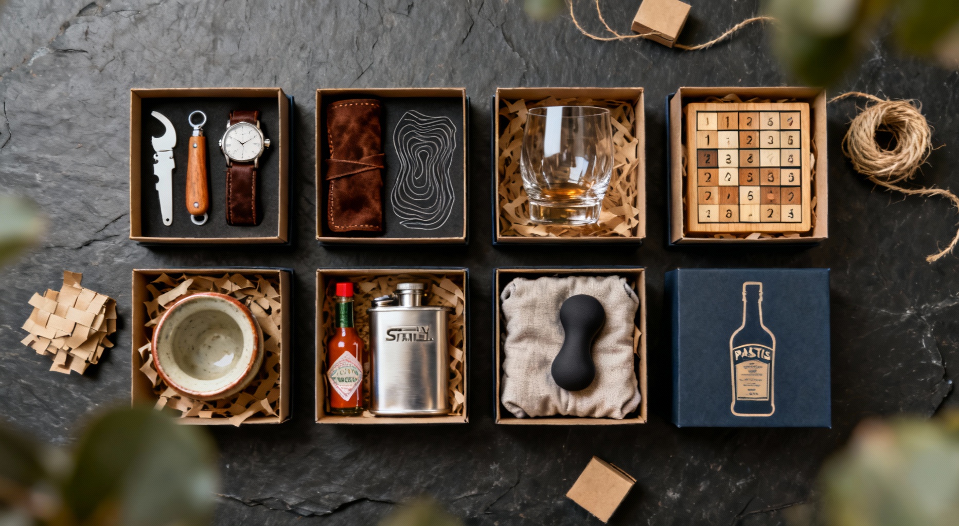 9 cadeaux homme 3x3 sur ardoise