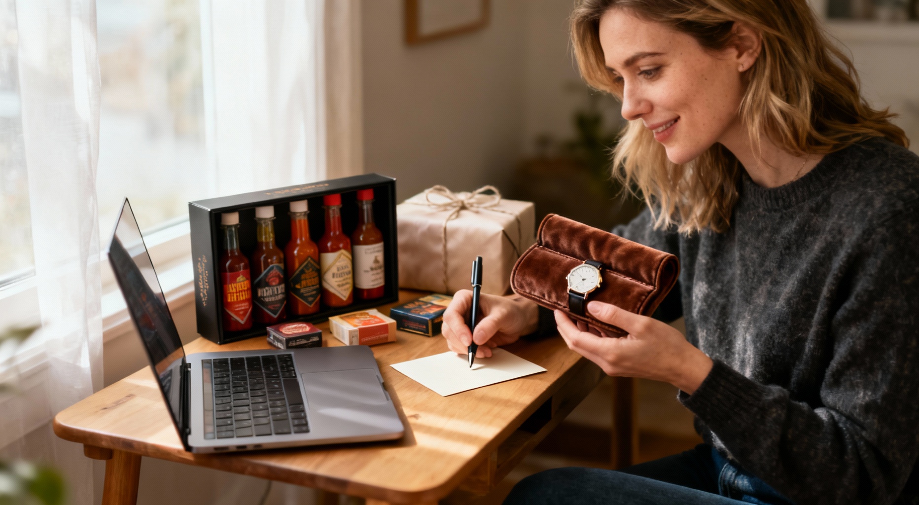 femme choisissant des cadeaux