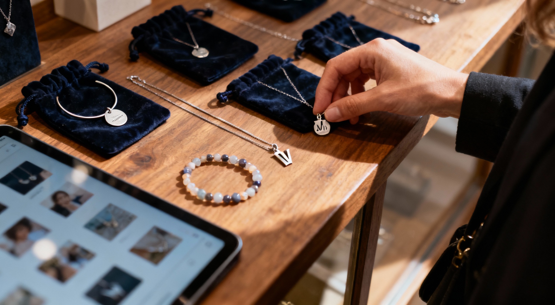 ensemble de bijoux graves sur bois