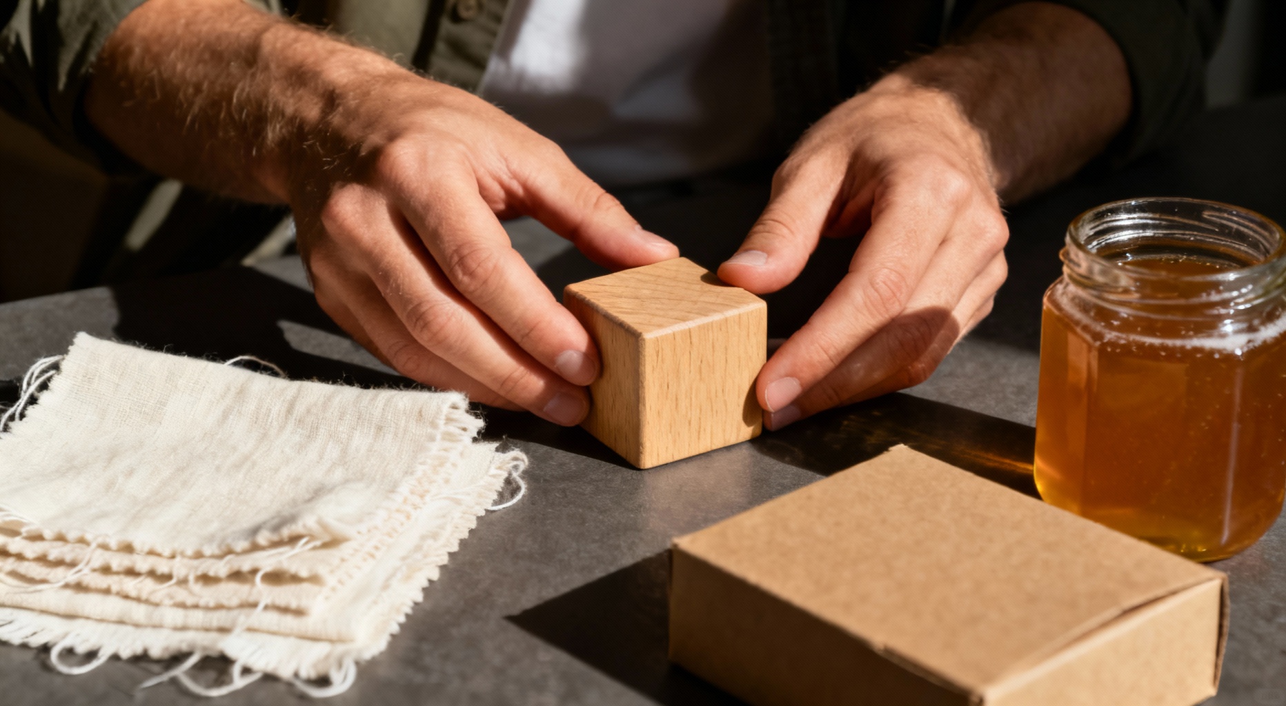 mains examinant des materiaux durables