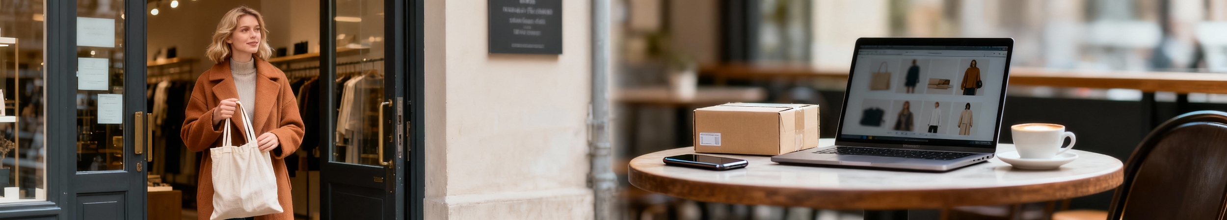 acheteur compare achats en ligne et en magasin