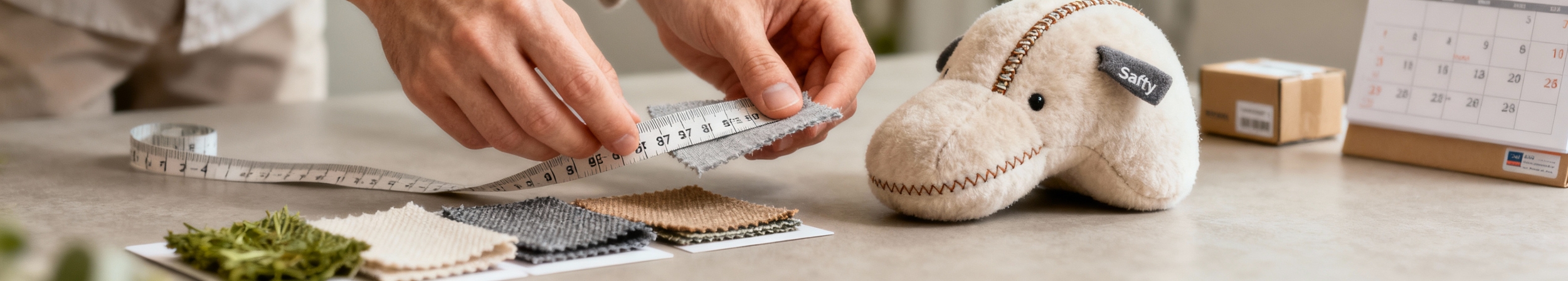 gros plan mains comparant tissus et peluche