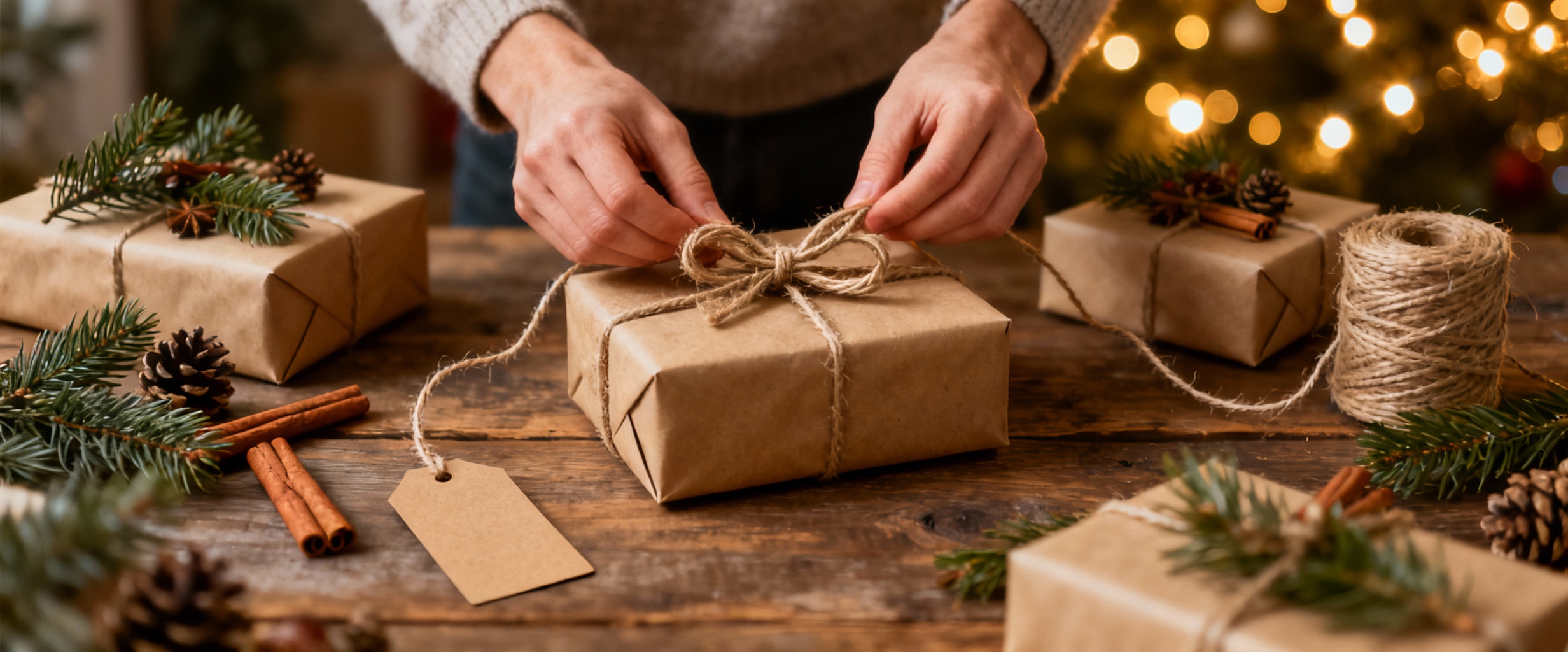 cadeaux de noel naturels sur table