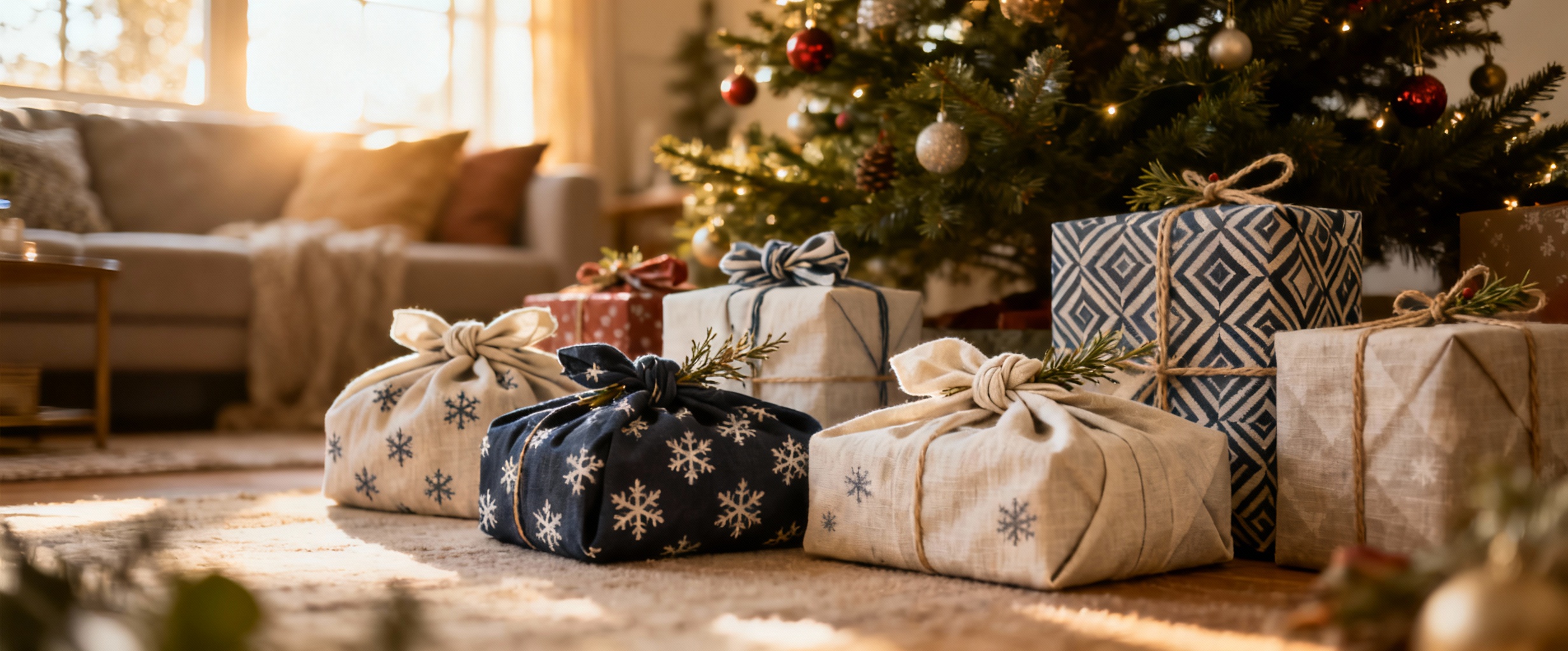 furoshiki cadeaux sous sapin