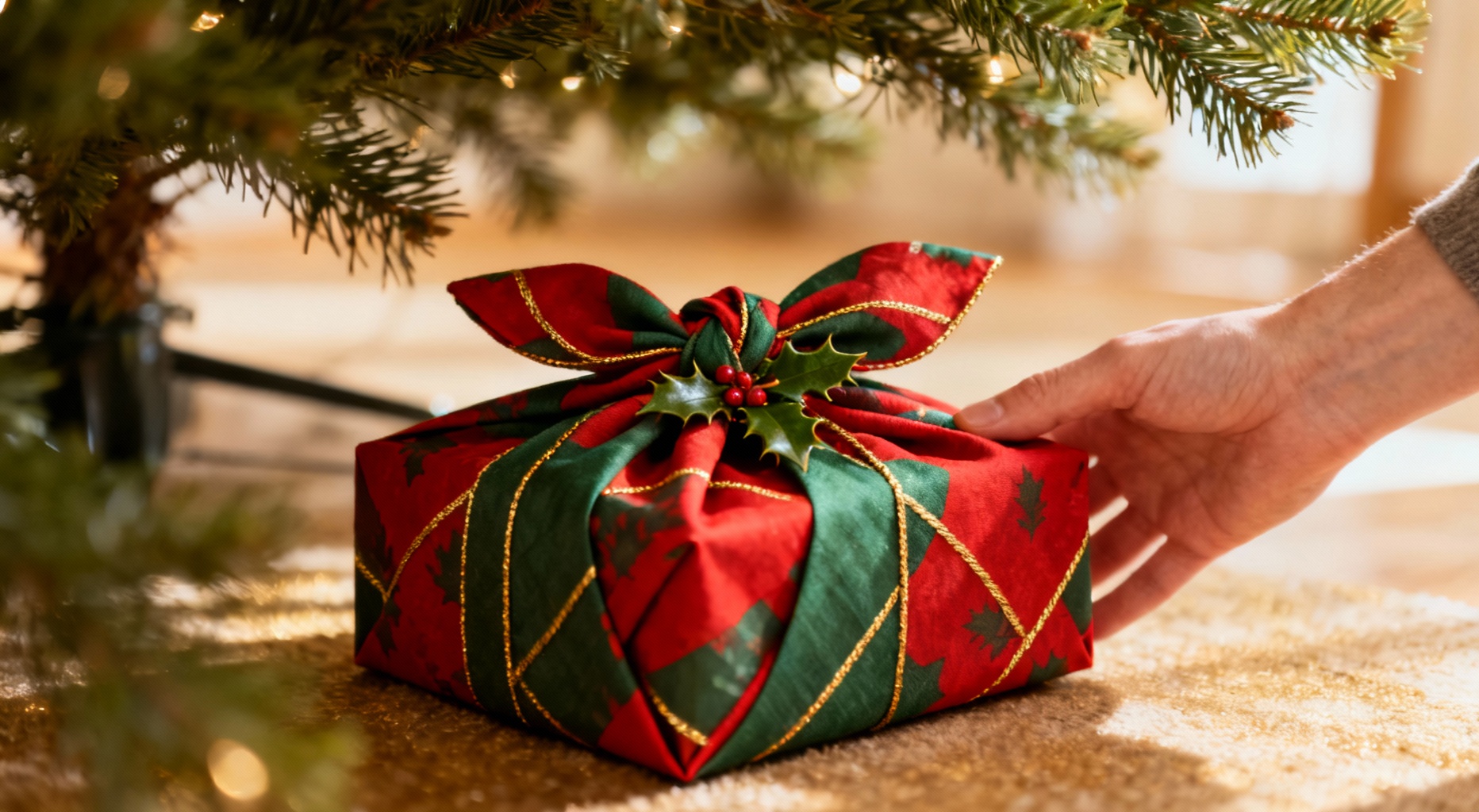 furoshiki cadeau sous sapin