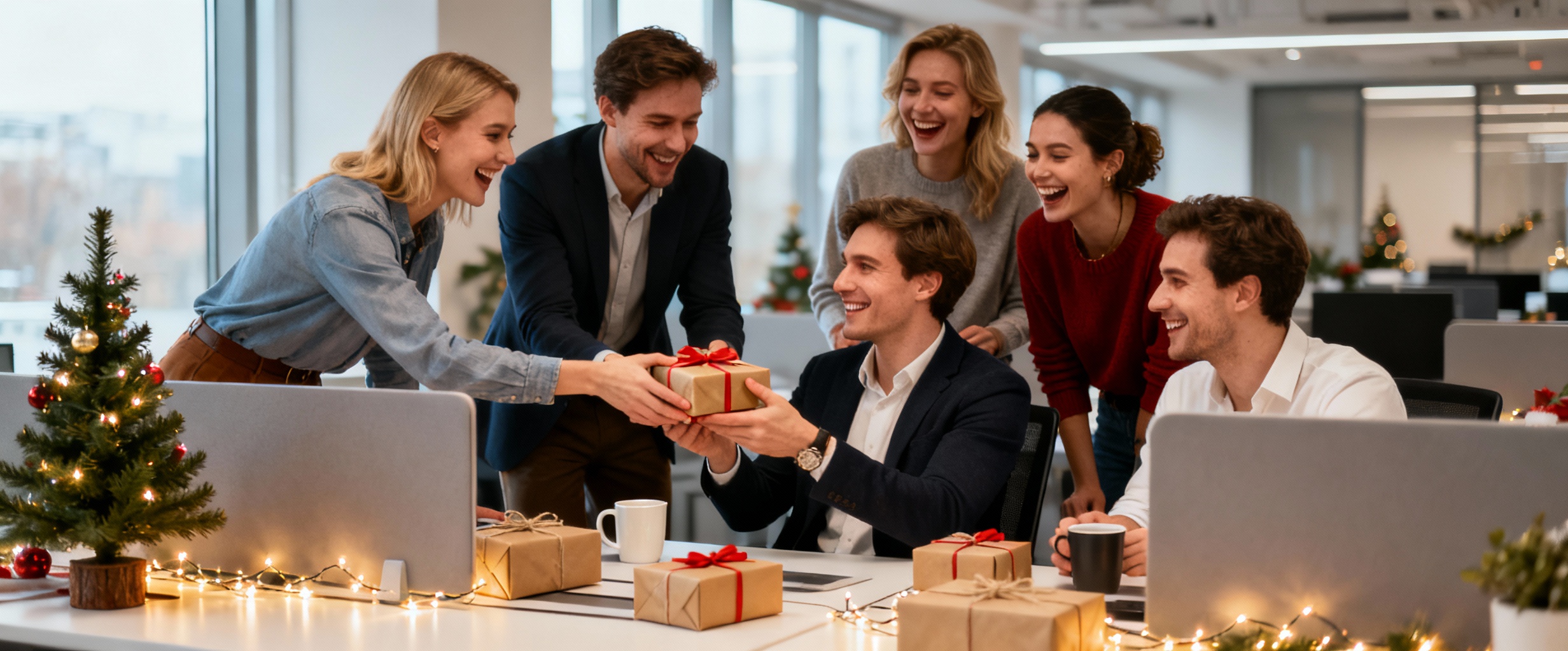 groupe de collegues echange secret santa