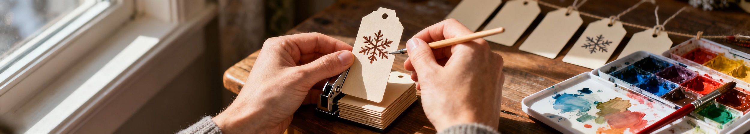 mains en action decoupant des etiquettes noel diy