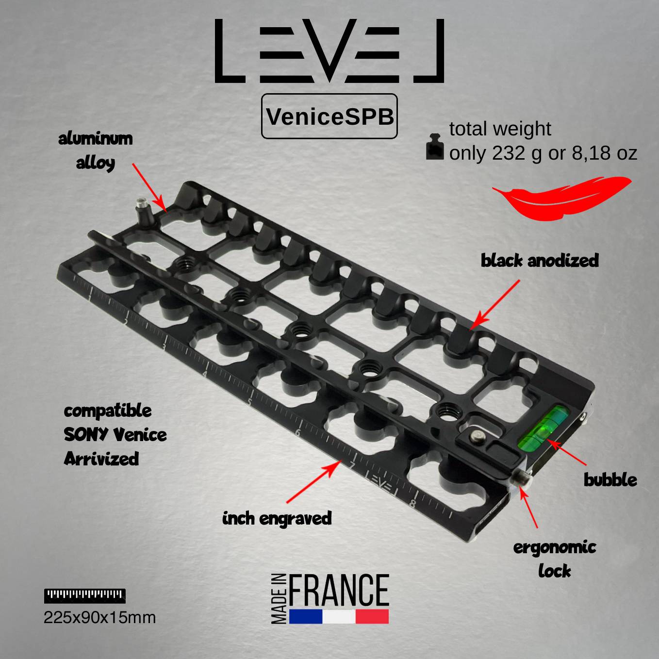 Venice-SPB Level Quick Release Plate – Sony Venice Bridge Plate Adapter
