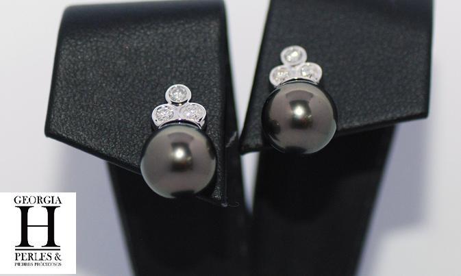 Boucles doreilles diamants et perles de tahiti (2)