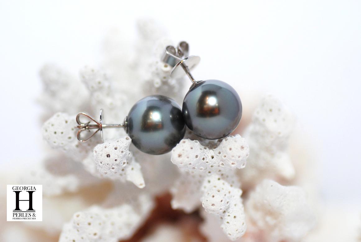 Boucles doreilles Omega  et perles de tahiti (5)