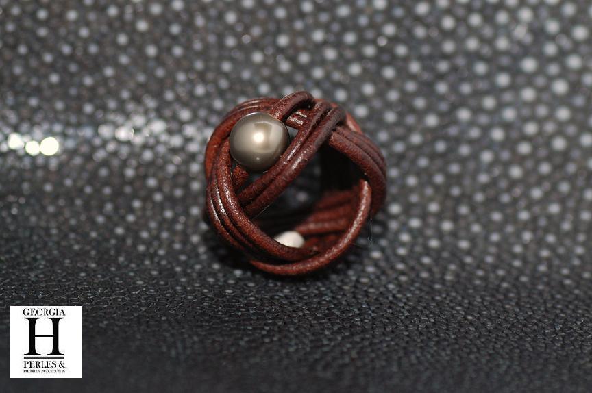 Bague candy chocolat et perle de tahiti (7)