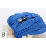 Bracelet manchette soie bleue et perles de tahiti (6)