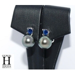 Boucles doreilles saphirs bleu et perles de tahiti bleu vert jungle (6)
