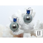 Boucles d'oreilles saphirs bleu et perles de tahiti bleu vert jungle (7)