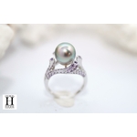 Bague Saphirs violets et perle de tahiti (2)