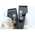 Boucles doreilles Flocons de brillants et perles de tahiti (5)
