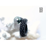 Bague cuir de raie et perle de tahiti (2)