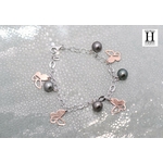 Bracelet Charmes coeur avec perles de tahiti