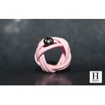 Bague noeud cuir rose et perle de tahiti (8)