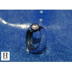 Bague cuir de raie galuchat bleu et perle de tahiti