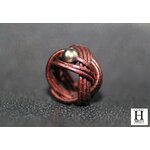 Bague noeud cuir aubergine et perle de tahiti (10)