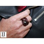 Bague noeud cuir aubergine et perle de tahiti (2)