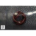Bague candy chocolat et perle de tahiti (2)