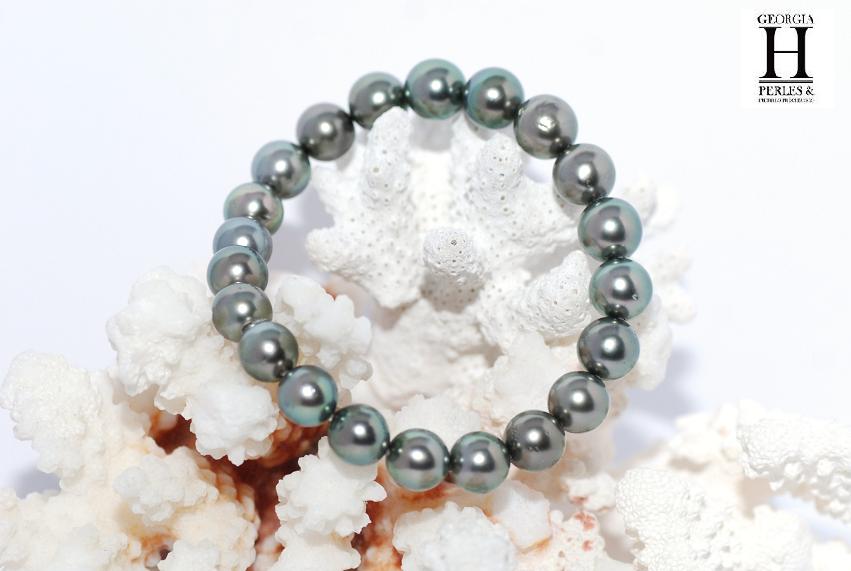 Bracelet Princesse perles de tahiti Almond Green (6)