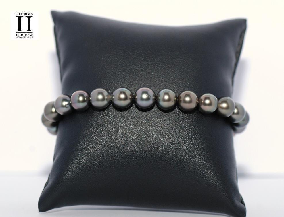 Bracelet Princesse perles de tahiti Almond Green (5)