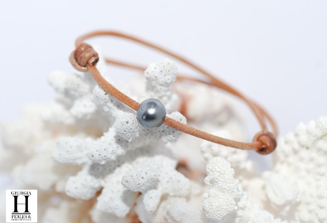 Bracelet Marrakech naturel avec une perle de tahiti (2)