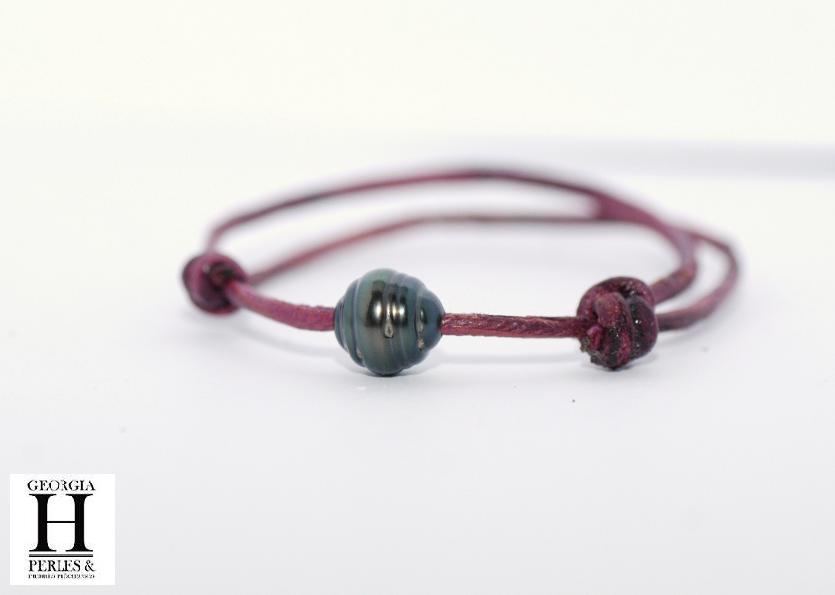Bracelet Marrakech violet avec une perle de tahiti (3)