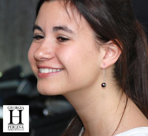 Boucles doreilles Chaînettes et perles de tahiti
